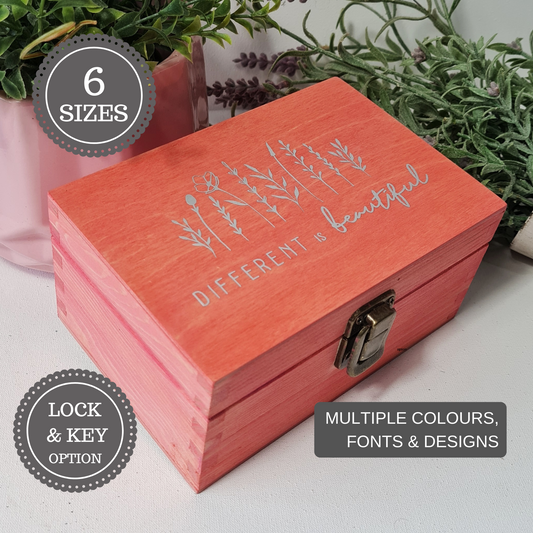 Affirmation Keepsake Box I Different is Beautiful I Unique Gift Idea