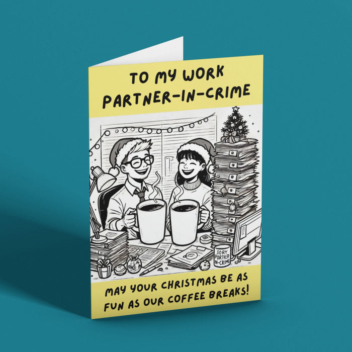 Christmas Card for Work Partner-in-Crime | Printable Office Card