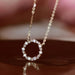 Circle Diamond Pendant Necklace - 925 Sterling Silver, 18K Gold Plated