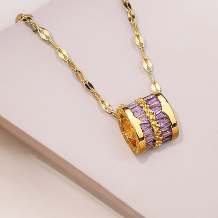 Crystal Barrel Pendant Necklace