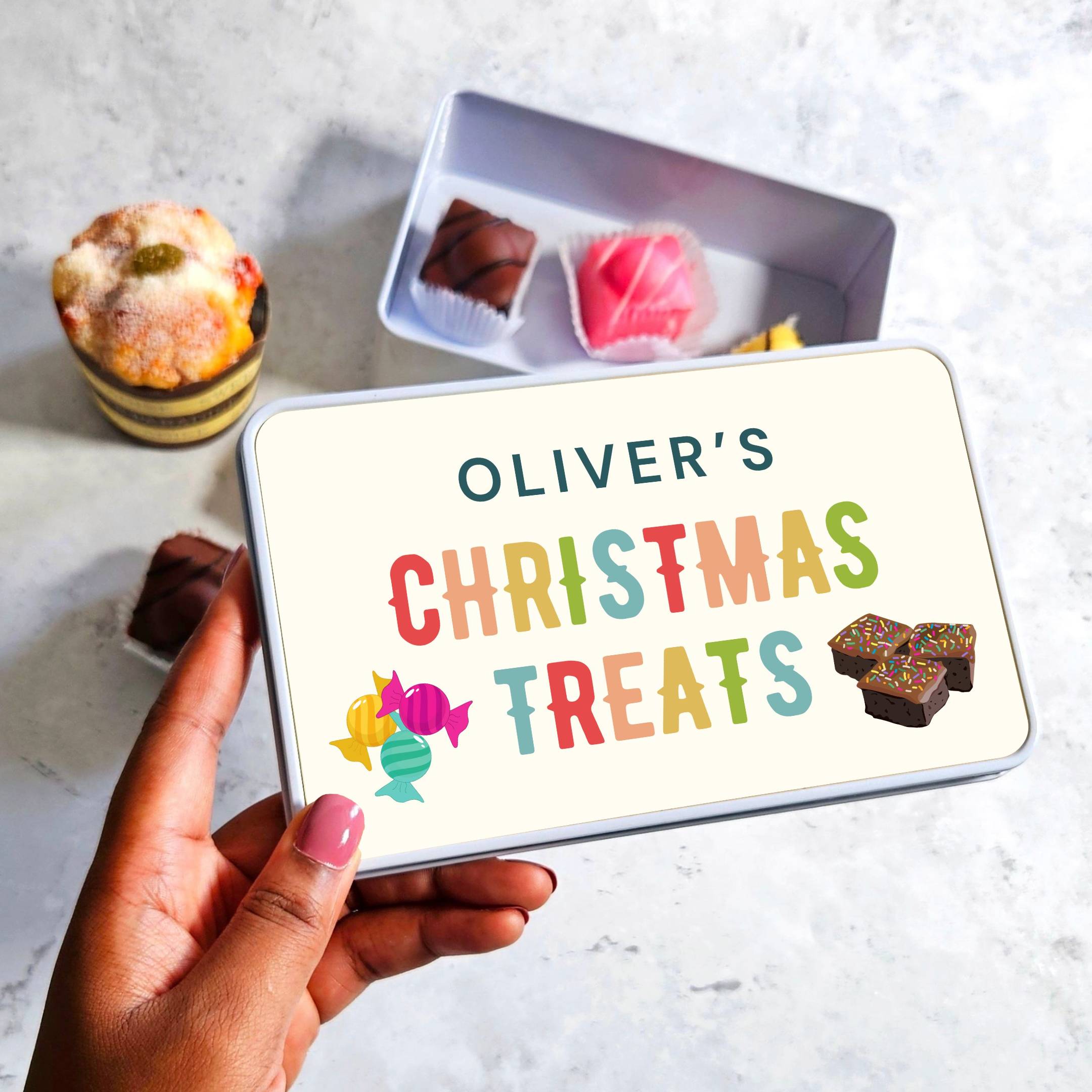 Custom Christmas Treats Tin