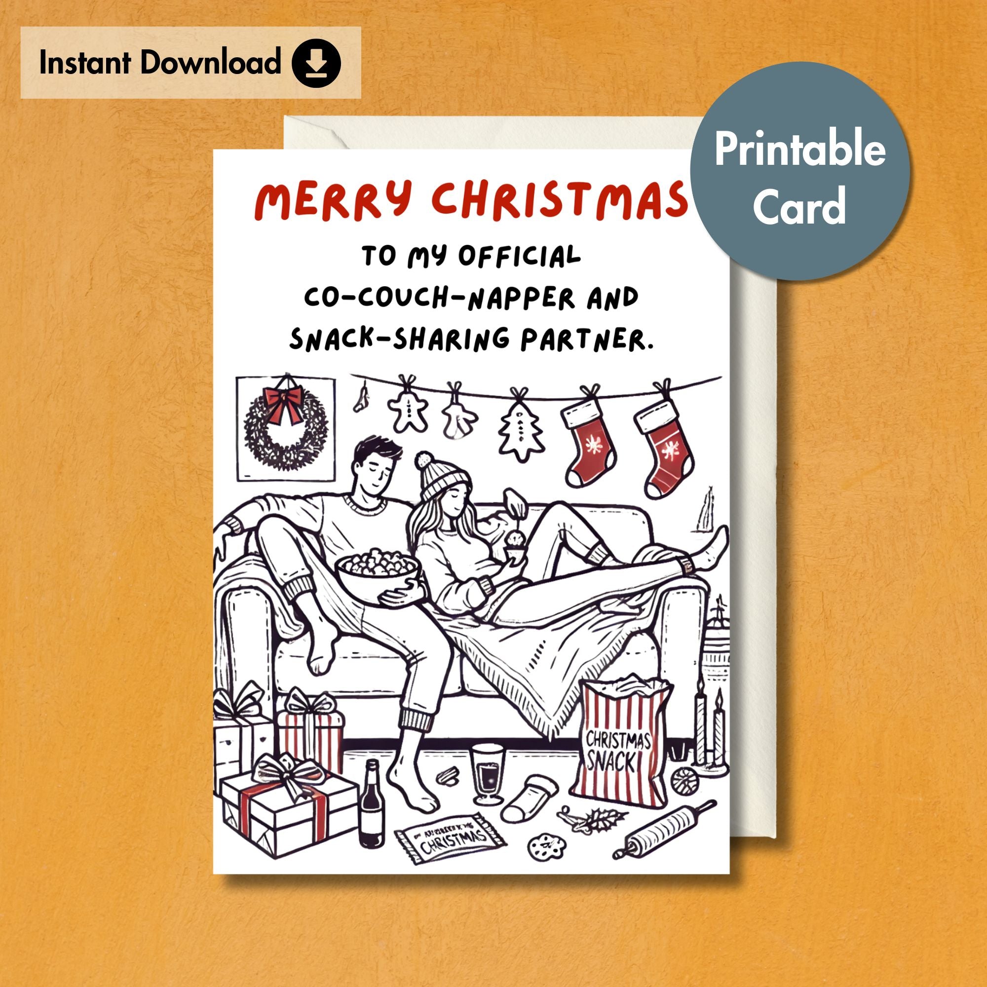 Cute Couples Christmas Card | Instant Download Card