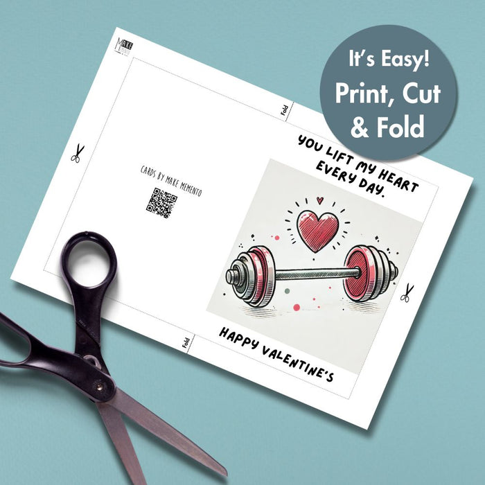 Cute Fitness Gym Printable Valentine's Card | Instant Download