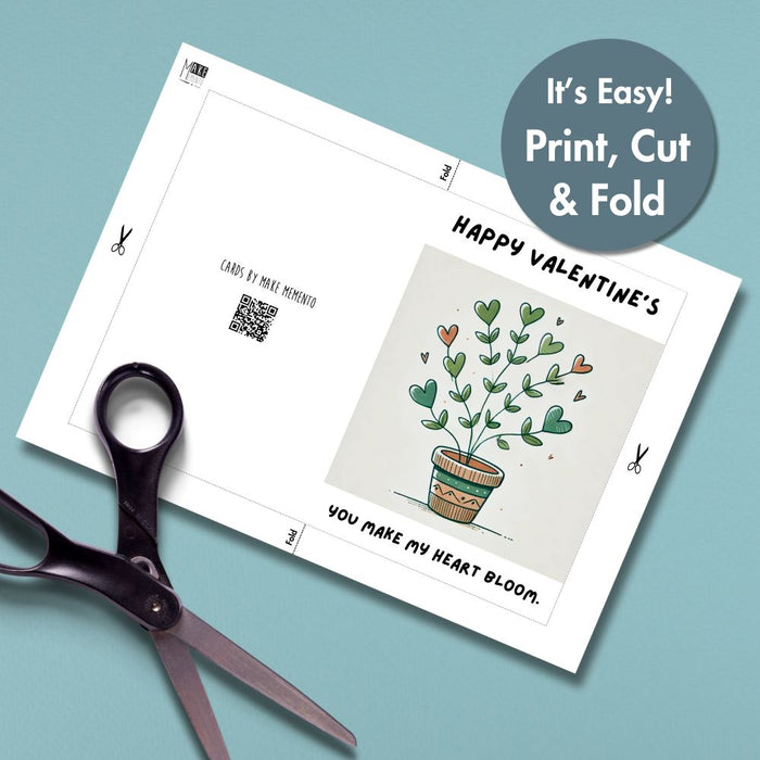 Cute Plant Printable Valentine's Card | Instant Download