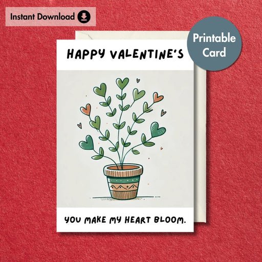 Cute Plant Printable Valentine's Card | Instant Download