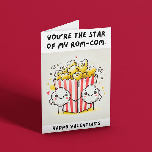 Cute Rom-Com Popcorn Printable Valentine's Card | Instant Download