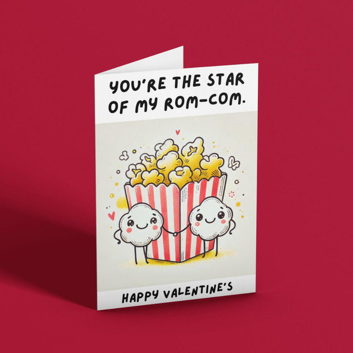 Cute Rom-Com Popcorn Printable Valentine's Card | Instant Download