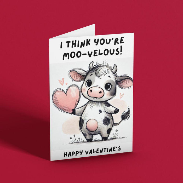 Cute You're Moo-velous Printable Valentine's Card | Instant Download