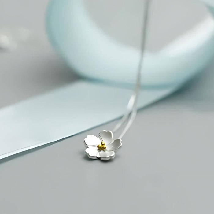 Delicate Cherry Blossom Flower Necklace - 925 Sterling Silver