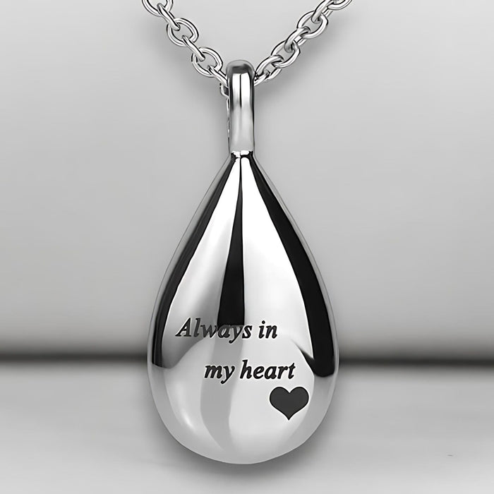 Engraved Teardrop Memorial Ashes Necklace