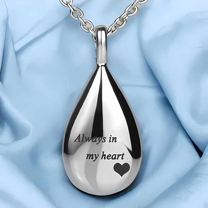 Engraved Teardrop Memorial Ashes Necklace