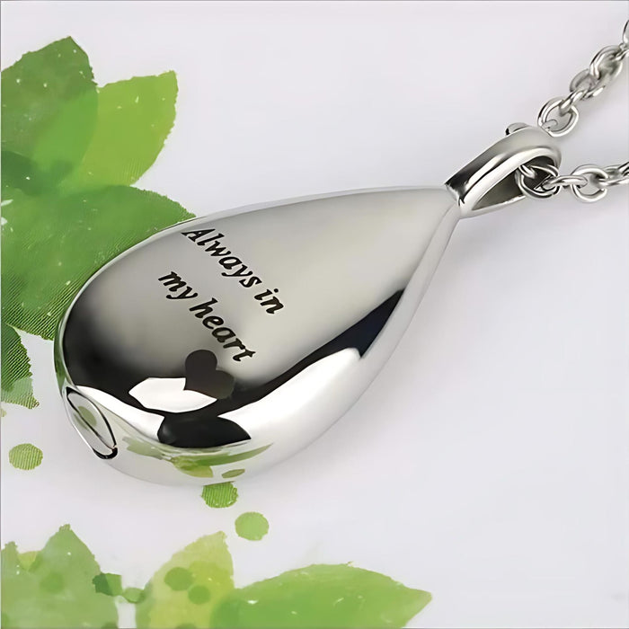 Engraved Teardrop Memorial Ashes Necklace