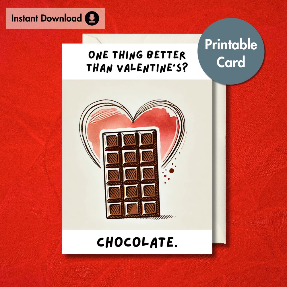 Funny Chocolate Valentine’s Card | Printable Instant Download