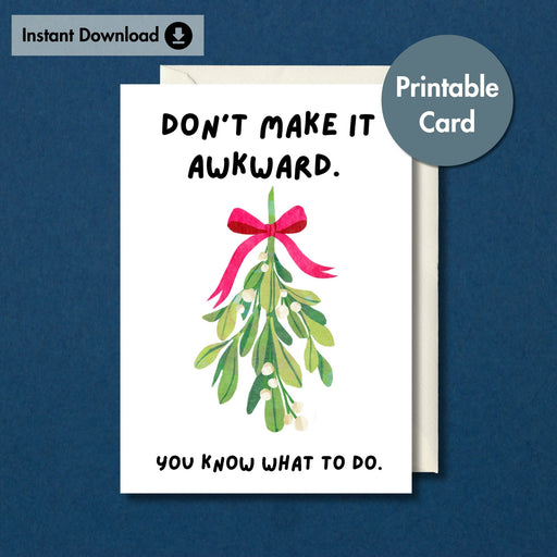 Funny Couples Mistletoe Christmas Card | Printable Card