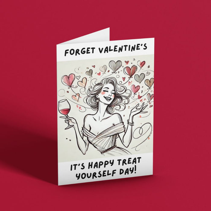 Funny Treat Yourself Valentine’s Card | Printable Instant Download