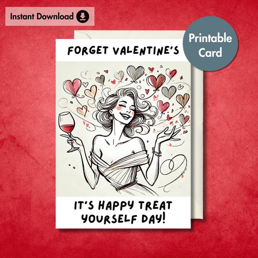 Funny Treat Yourself Valentine’s Card | Printable Instant Download