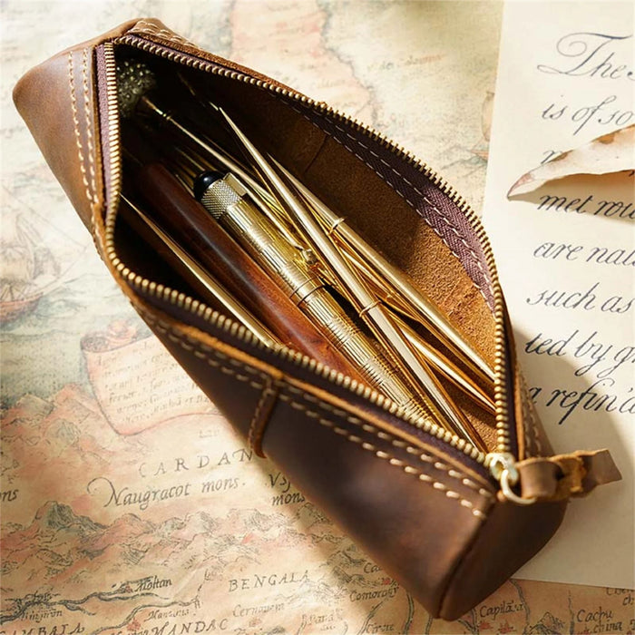 Genuine Leather Vintage Pen Case