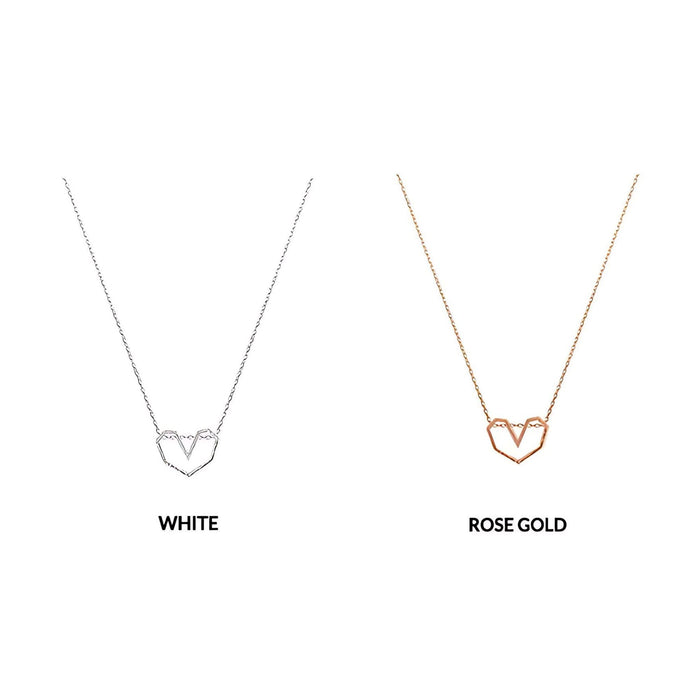 Geometric Heart Choker Necklace - Sterling Silver