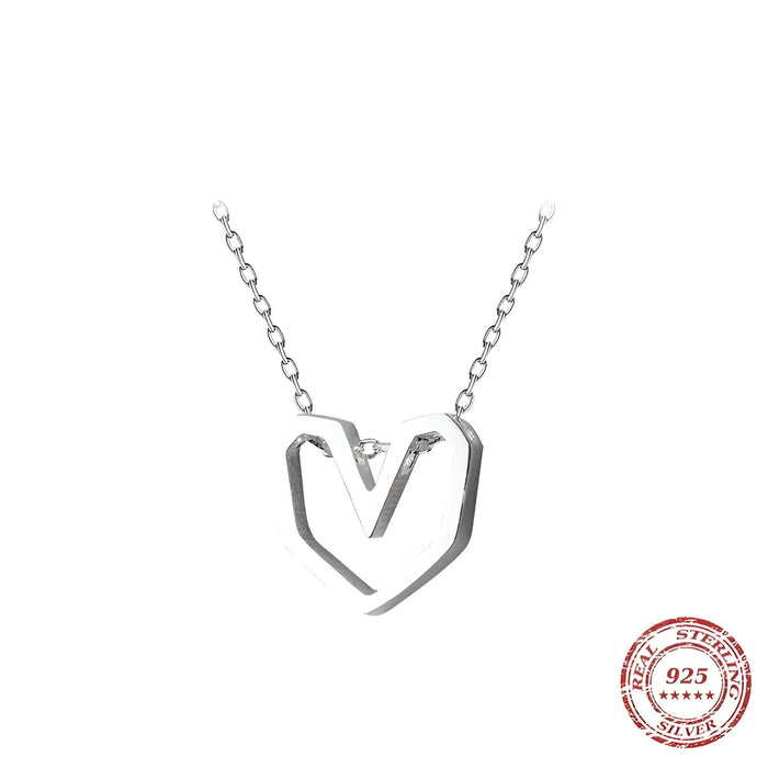 Geometric Heart Choker Necklace - Sterling Silver