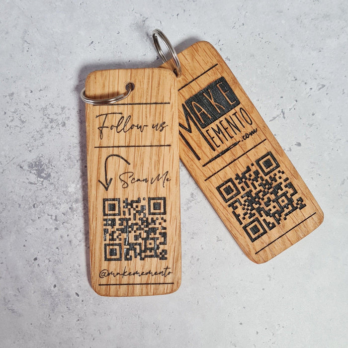 Hotel Guesthouse QR Code Keyring I Personalised Wooden Scanable Website Keyring I Custom QR Code Keychain