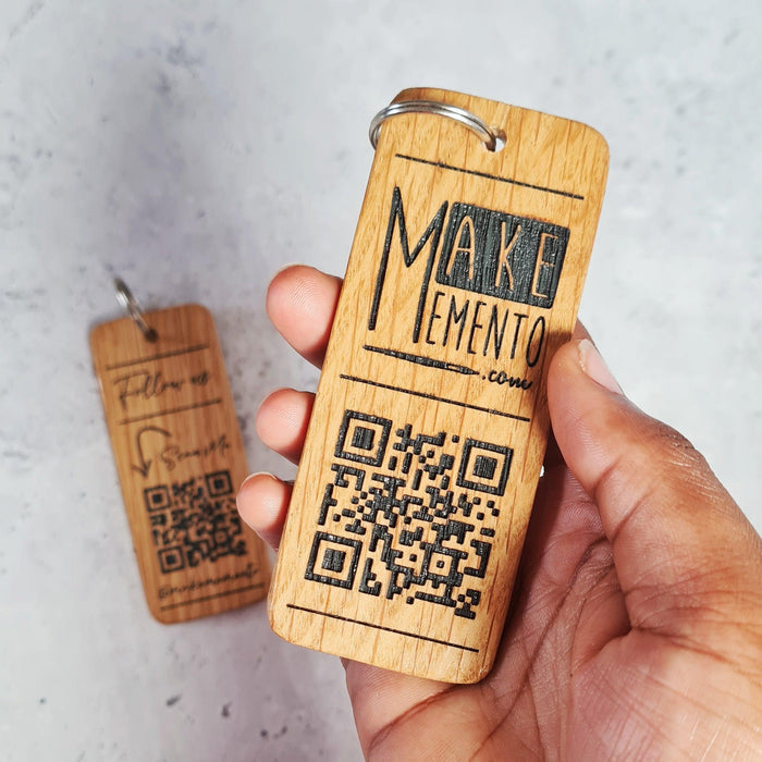 Hotel Guesthouse QR Code Keyring I Personalised Wooden Scanable Website Keyring I Custom QR Code Keychain