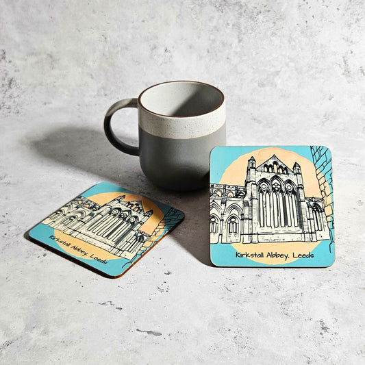 Kirkstall Abbey Coaster - Illustrated Historical Landmark of Leeds