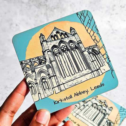 Kirkstall Abbey Coaster - Illustrated Historical Landmark of Leeds