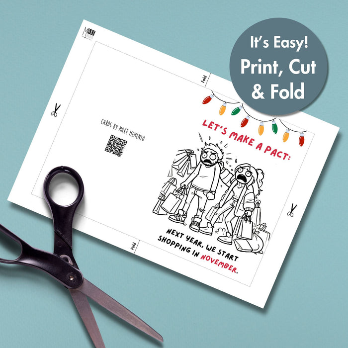 Last-Minute Christmas Shopping Pact Card | Instant Download Printable Christmas Card