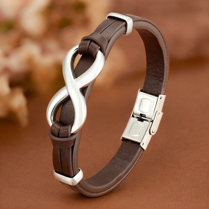 Leather Men's Infinity Symbol Bracelet