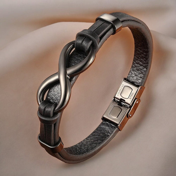 Leather Men's Infinity Symbol Bracelet