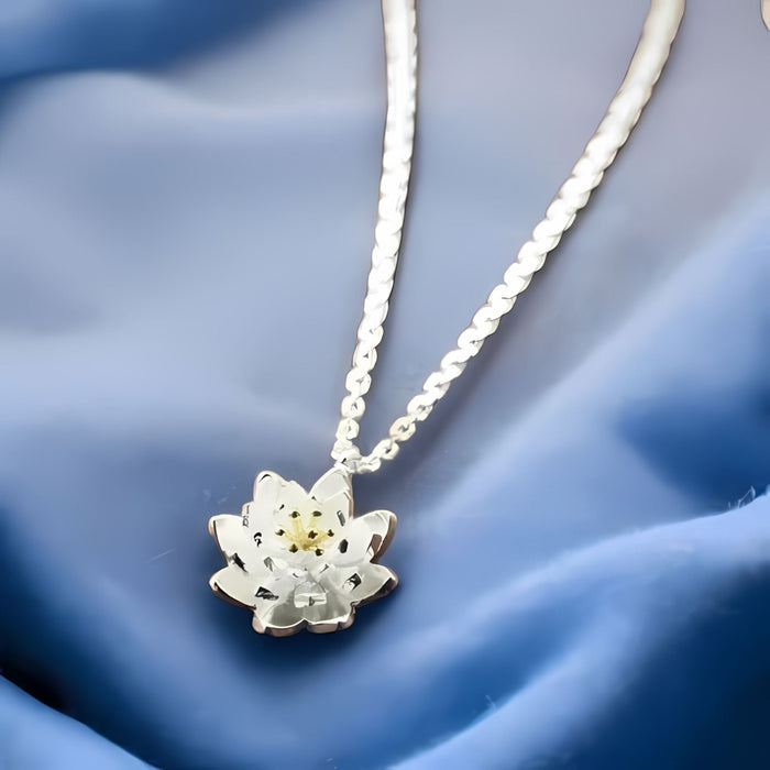 Lotus Flower Necklace - 925 Sterling Silver