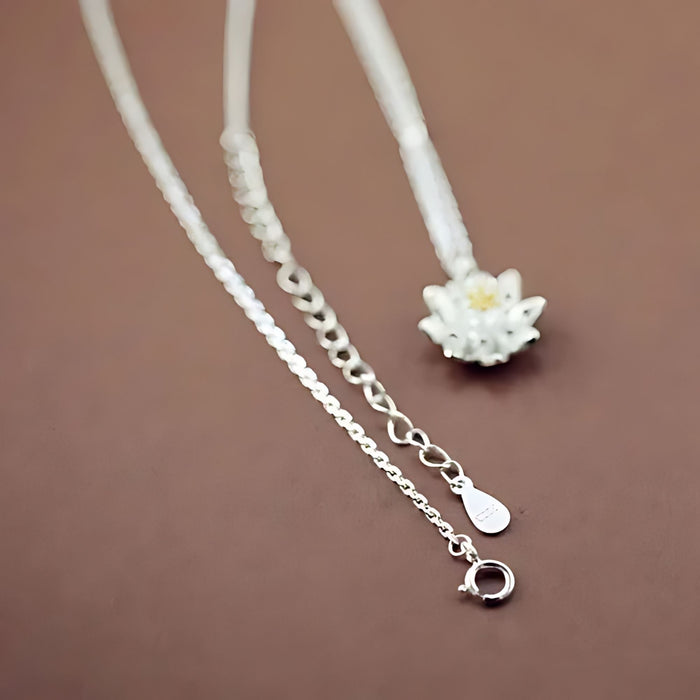 Lotus Flower Necklace - 925 Sterling Silver