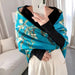 Luxury Blue Satin Wrap Scarf - Large