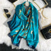 Luxury Blue Satin Wrap Scarf - Large