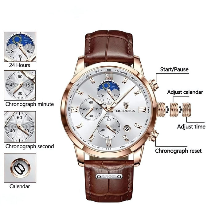 Luxury Leather Chronograph Watch