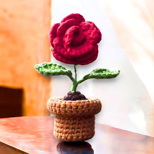 Mini Crochet Potted Everlasting Rose Flower