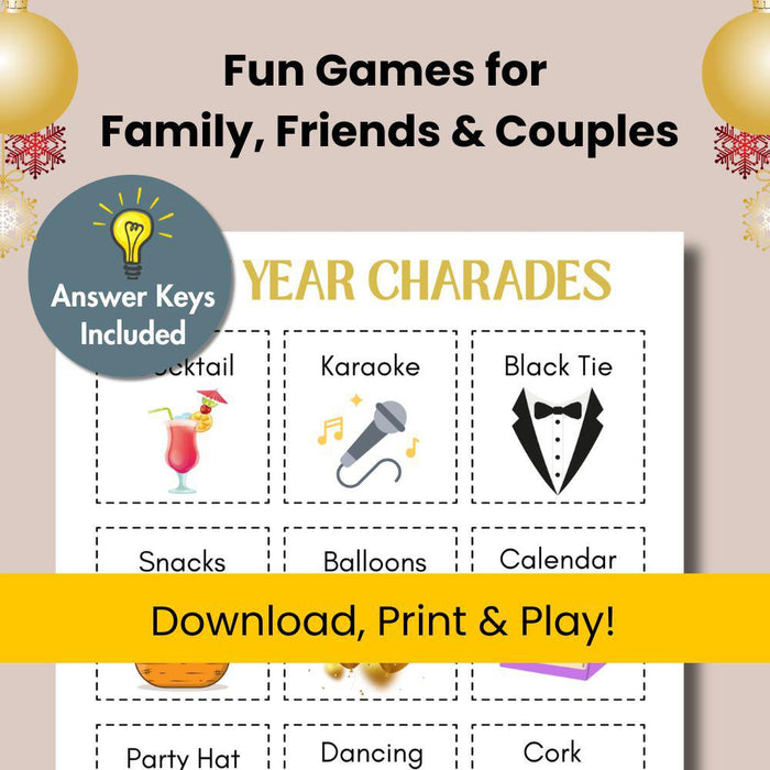 New Year Charades Game – Fun Party Printable