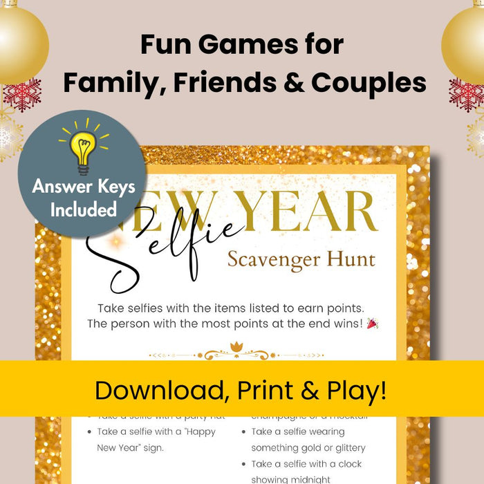 New Year Selfie Scavenger Hunt - Printable Party Game