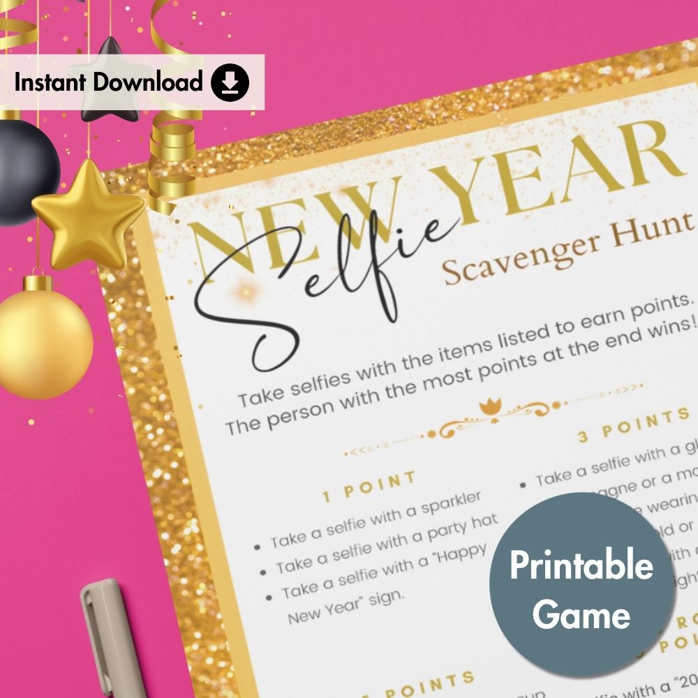 New Year Selfie Scavenger Hunt - Printable Party Game