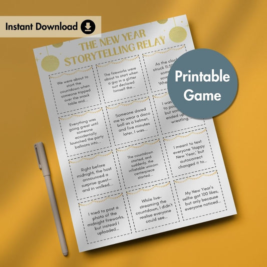 New Year Storytelling Relay Game – Instant Download Printable