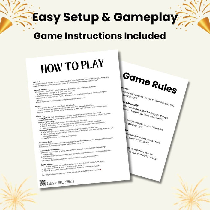 New Year Storytelling Relay Game – Instant Download Printable