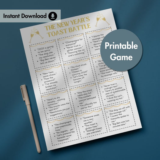 New Year's Toast Battle Game – Fun Party Printable