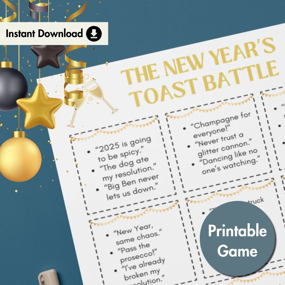 New Year's Toast Battle Game – Fun Party Printable