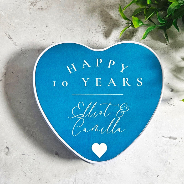 Personalised 10th Anniversary Heart Keepsake Tin