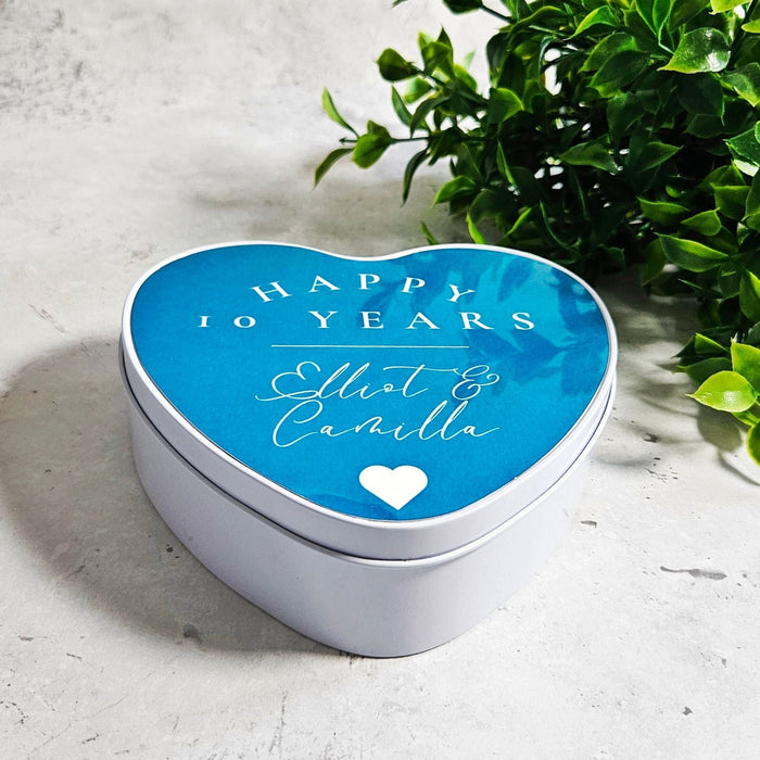 Personalised 10th Anniversary Heart Keepsake Tin