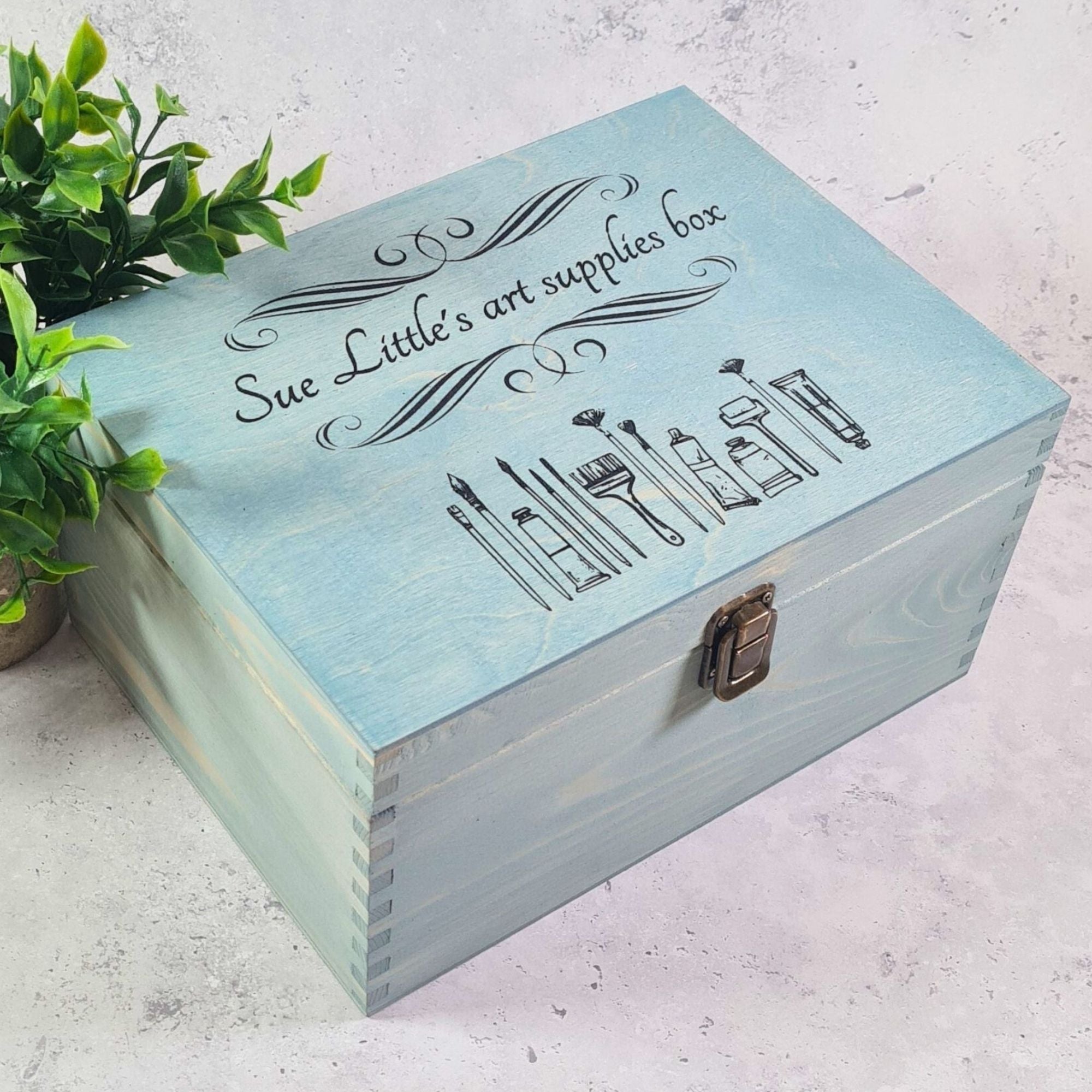 Personalised Art Supply Box I Wooden Craft Storage Organiser I A4 & La —  Make Memento