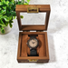 Personalised Luxury Watch Box - Walnut Wood - Clear Window Display Lid