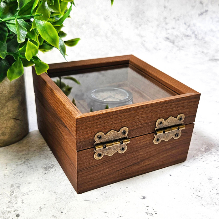 Personalised Luxury Watch Box - Walnut Wood - Clear Window Display Lid