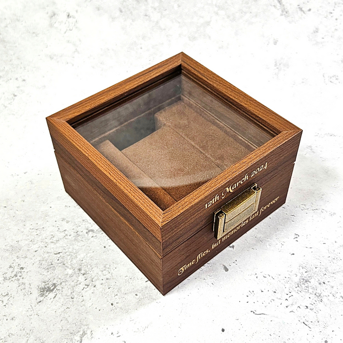 Personalised Luxury Watch Box - Walnut Wood - Clear Window Display Lid