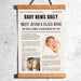 Personalised Metal Baby Announcement Newspaper Print